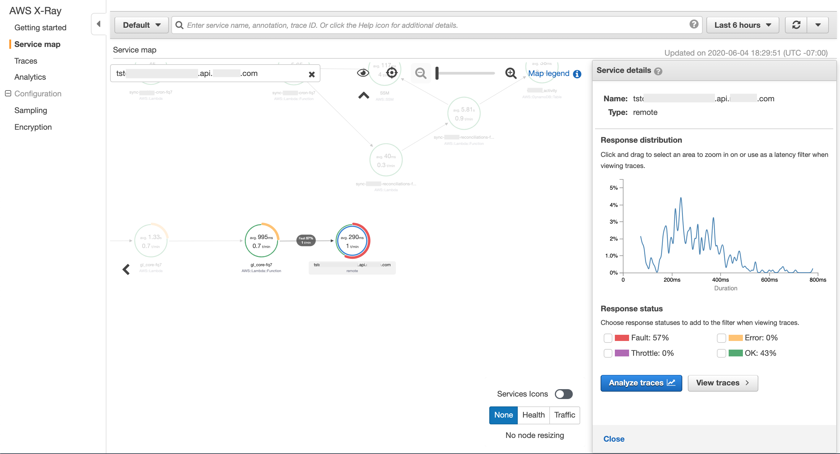AWS X-Ray unhealthy app with errors