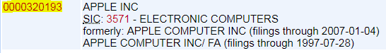 Apple Inc company on SEC site